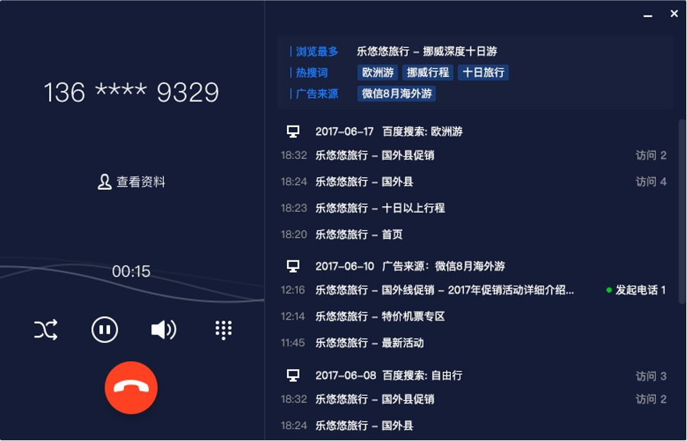 電話呼叫系統智能彈屏